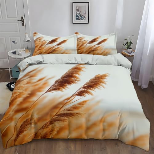 Srigzcaly Freiheitsgefühl Schilf Foto Bettwäsche 200x200 cm, Weiche Mikrofaser Dunkelgrau Bettbezug mit Reißverschluss Für Jungen Mädchen Bettwäsche-Set mit 2 Kissenbezug 80x80cm