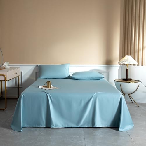 JIANINGHOME Satin Bettwäsche,245x250cm,Hel lblau,Satin-Bettwäsche für Queen-Size-Bett, luxuriös, weich, seidig
