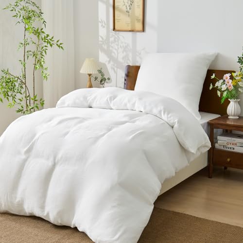 BEDELITE Musselin Bettwäsche 135x200 Baumwolle - ÖKO-TEX Bettwäsche-Sets Weiß 2teilig mit Reißverschluss, Bettbezug Weiss 135x200cm mit Kissenbezug 80x80 cm, weiche und atmungsaktiv