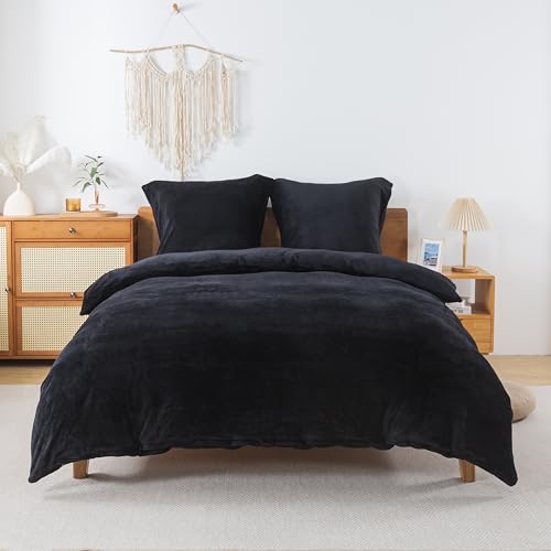 WUMIUER Flauschig Bettwäsche 135x200 cm Schwarz 2tlg Set, Winter Biber Warm Bettbezug und 1 Kissenbezug 80x80cm, Kuschelig Weich Cashmere Touch Flanell Fleece Bettdeckenbezug Bettdecke Cover WUMIUER Flauschig Bettwäsche 135x200 cm Schwarz 2tlg Set, Winter Biber Warm Bettbezug und 1 Kissenbezug 80x80cm, Kuschelig Weich Cashmere Touch Flanell Fleece Bettdeckenbezug Bettdecke Cover