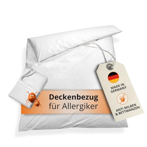 sleepling Allergiker Bettwäsche 100 x 135 cm, Milbenbezug, Evolon Encasing Bettdecke, milbenkotdicht, Hausstauballergiker, 95 Grad Kochfest, Made in Germany, weiß