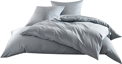 Mako-Satin Baumwollsatin Bettwäsche Uni einfarbig zum Kombinieren (Kissenbezug 80 cm x 80 cm, Grau) Mako-Satin Baumwollsatin Bettwäsche Uni einfarbig zum Kombinieren (Kissenbezug 80 cm x 80 cm, Grau)