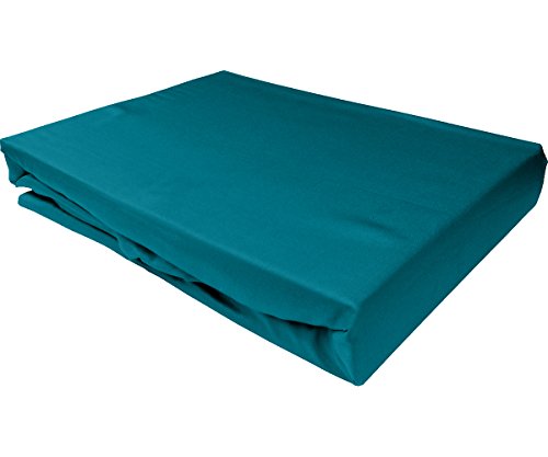Bettwaesche Stil Mako Satin Spannbettlaken Spannlaken Spannbetttuch (160 x 200, Matratzenhöhe 12 20, Blau)