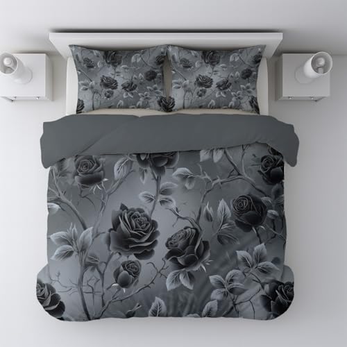 Halloween Schwarz Retro Elegant Mysteriös Kunst bettwäsche Soft Touch bettwäsche Baumwolle mit Reisverschluss Single(135 x 200cm