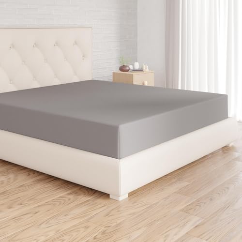Amazon Basics Spannbettlaken, 140 x 200 x 30 cm, Mikrofaser, Spannbetttuch   Matratzenhöhe bis 30 cm, Dunkelgrau
