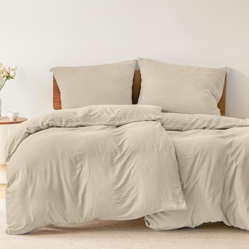 Dreamzie - Bettwäsche 135x200 cm 4teilig mit Kissenbezügen 80x80 cm Beige - Bettbezug 135x200 Einzelbett aus 100% Mikrofaser - Zertifiziert ohne Chemikalien (Oeko TEX)