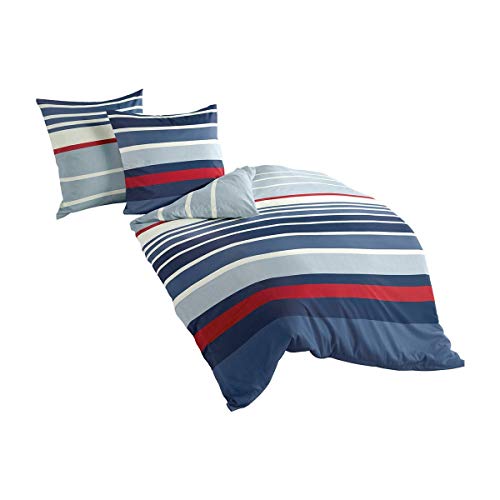 TRAUMSCHLAF Mako-Satin Bettwäsche Nordsee maritim 1 Bettbezug 155 x 200 cm + 1 Kissenbezug 80 x 80 cm