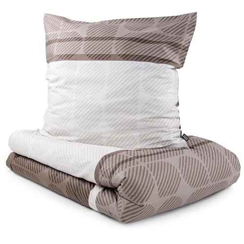 LOOKS BY WOLFGANG JOOP Bettwäsche 135x200 cm -100% Baumwolle, Reißverschluss, weich & waschbar, Satinbettwäsche braun mit grafischen Muster