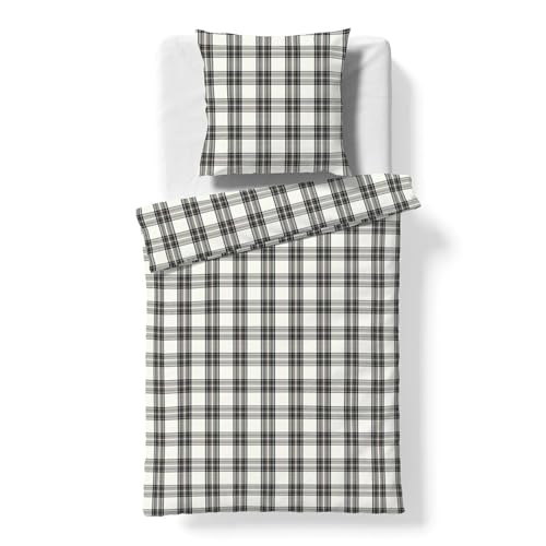 fleuresse gewebte Edelflanell Bettwäsche Lech Glendale schwarz weiß