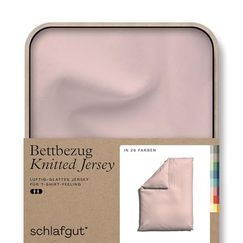  Knitted Jersey Bettwäsche 135x200cm Bettdecke Bezug einzeln, Multicolor Uni, weich faltenfrei mit Elasthan (Purple Light, 155x220)