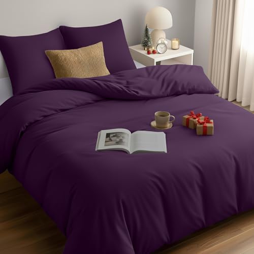 Utopia Bedding Bettwäsche 200x200 Set   Mikrofaser Bettbezug 200x200 + 2 Kissenbezüge 80x80   Lila