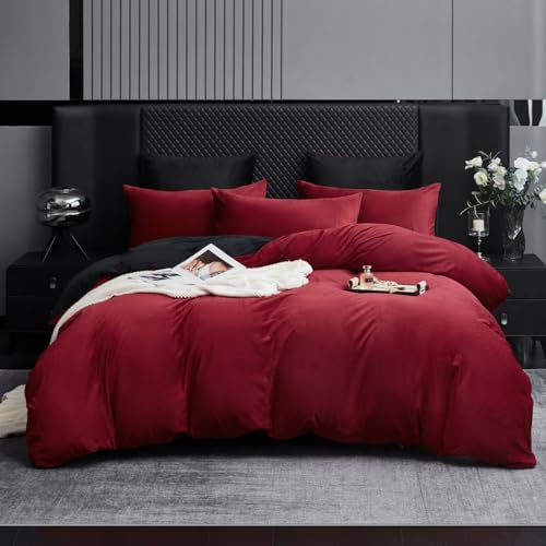 Gezu Winter Bettwäsche Plüsch 155x220cm Rot Weinrot Kaschmir Flanell Cashmere Touch Samt Warmer Wendefleece Bettbezug Set 155 x 220 mit 2 Kissenbezug 80x80 mit Reißverschlusscm Gezu Winter Bettwäsche Plüsch 155x220cm Rot Weinrot Kaschmir Flanell Cashmere Touch Samt Warmer Wendefleece Bettbezug Set 155 x 220 mit 2 Kissenbezug 80x80 mit Reißverschlusscm