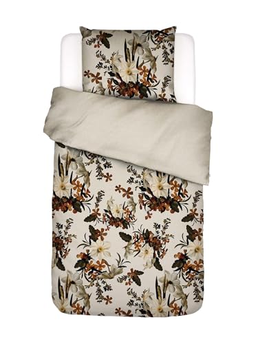 ESSENZA Bettwäsche Daffodils Reunited Beachwood White, 135x200 + 1x 80x80 cm - 100% Baumwollsatin 215TC - Blumen