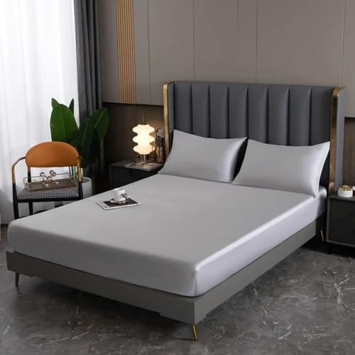 Spannbettlaken aus 100 % Maulbeerseide, Queen-Size- und King-Size-Größe, luxuriöse Seiden-Bettwäsche, hypoallergen und glatte Seide für ein luxuriöses Schlaferlebnis