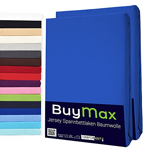 Buymax Spannbettlaken 60x120cm Baumwolle 100% Kinderbett Spannbetttuch Baby Bettlaken Jersey, Matratzenhöhe bis 15 cm, Farbe Dunkelblau