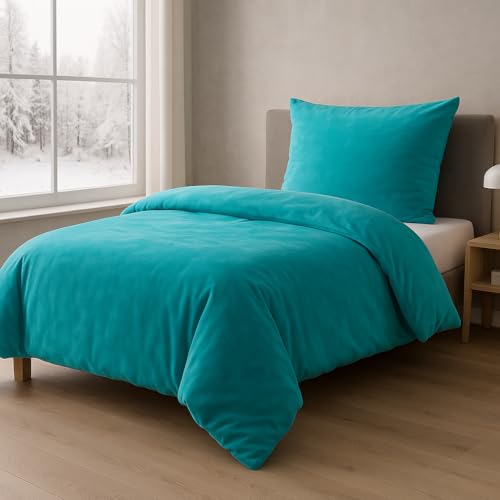 MALIKA Winter Plüsch Bettwäsche Nicky-Teddy Cashmere Coral Fleece 135x200 155x220 200, Größe:200 x 200 cm, Designe:TÜRKISE