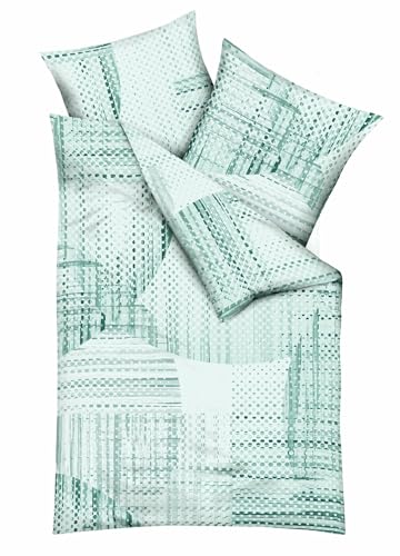 JACK by Kaeppel Mako Satin Bettwäsche 200x200cm 3 TLG. Supreme Terra Silber Grün Punkte Muster, Farbe:Grün