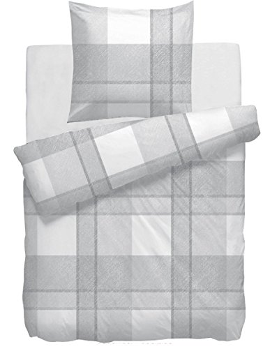 HNL Bettwäsche Satin hellgrauGröße 135x200 cm (80x80 cm)