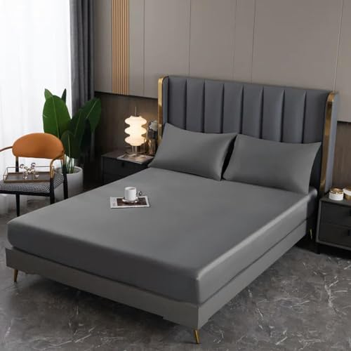 Luxuriöses Maulbeerseide-Spannbetttu ch, maßgeschneidert, Queen-Size/Kingsize-Matra tzenbezug, weich, atmungsaktiv, hypoallergen, Seiden-Bettwäsche für ultimativen Komfort