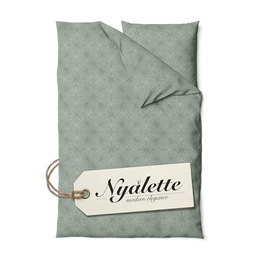 NYALETTE Bettwäsche 135x200 Baumwolle Bettwäsche-Sets Premium Grün Floral