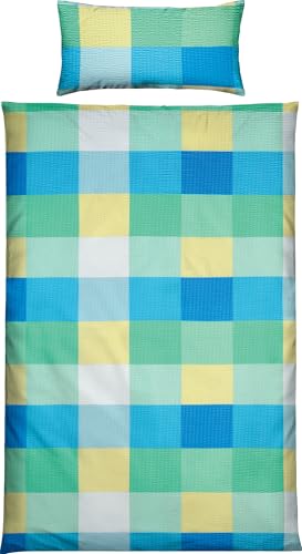 Erwin Müller Bettwäsche Seersucker blau-grün Größe 1x 135x200 cm + 1x 40x80 cm