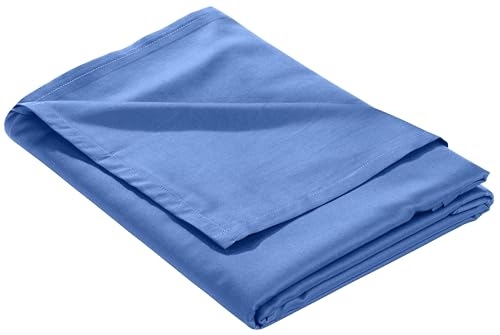 Bettwaesche-mit-Stil Mako-Satin Baumwollsatin Bettlaken ohne Gummizug Uni einfarbig (Bettlaken 160x260 cm, Hellblau)