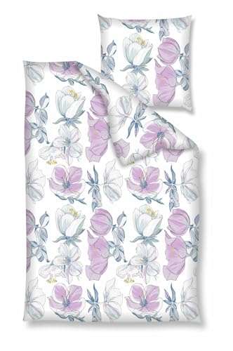 Traumschloss Bettwäsche »Renforcé« 100% Baumwolle | Reißverschluss | 135x200 & 80x80 | Blumen | lila | weiß