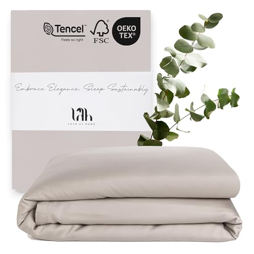 LAH Dream Tencel Bettbezug, luxuriöser Tencel Lyocell Deckenbezug, hypoallergen, atmungsaktiv, in Weiß, Grau & Petrol, passend für Einzelbetten, Doppelbetten und King-Size-Betten (Grau, 140x200 cm)