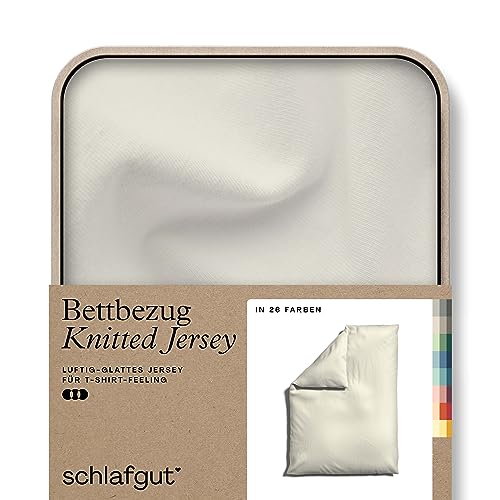  Knitted Jersey Bettwäsche 135x200cm Bettdecke Bezug einzeln, Multicolor Uni, weich faltenfrei mit Elasthan (Yellow Light, 135 140x200)