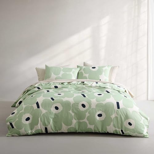 MARIMEKKO Bettwäsche-Set für King-Size-Betten, superweiche Bio-Bettwäsche mit passenden Kissenbezügen, florales Bettwäsche-Set, Öko-Tex Zertifiziert (Unikko Green, King) MARIMEKKO Bettwäsche-Set für King-Size-Betten, superweiche Bio-Bettwäsche mit passenden Kissenbezügen, florales Bettwäsche-Set, Öko-Tex Zertifiziert (Unikko Green, King)