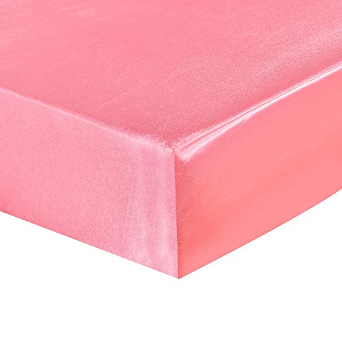 GMGQJST Satin BettwäSche Satin-Spannbettlaken Queen Deep Pocket Single Matratzenbezug Atmungsaktives weiches bequemes Bettlaken KEIN Kissenbezug(Pink,2 Pillowcases 51x66)