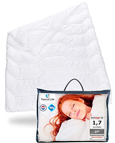 Bettdecke 135x200 BLANCO | Weiche & Flauschige Ganzjahresdecke | Ideale Hygiene für Allergiker | 4-Jahreszeiten Stepp-Decke mit Feuchtigkeitsmanagement & hoher Atmungsaktivität | Blanket 135 x 200 cm