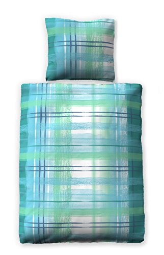 jjilda-tex Seersucker-Bettwäsche 100% Baumwolle Sommerbettwäsche Watercolor 135x200 cm Ökotex-100 mit Reißverschluss (155 x 220 cm, Blau)