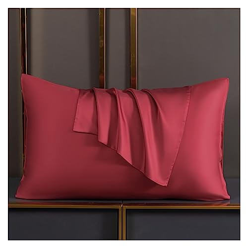 Seidenkissenbezug Seidenkissenbezug, echte Seide, schützt Haar und Haut, Kissenbezug in jeder Größe, individuelle Bettwäsche, Kissenbezüge für Frauen Männer(Wine Red,65x65cm 1pc)