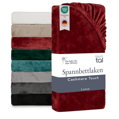 Blumtal Cashmere Touch 140x200 Plüsch   Oeko zert. Spannbettlaken weich   Winter aus Mikrofaser   Cashma Plüsch Bettwäsche