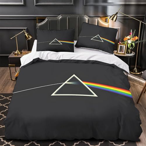 AYZOFCNDK Pink Floyd Bettbezug Set 3D Gedruckter UK-Rockband Bettwäschegarnitur Für Kinder Mädchen Jungen Bettwäsche Und Kissenbezüge Weich Microfaser Reissverschluss 3 Teilig King?220x240cm?