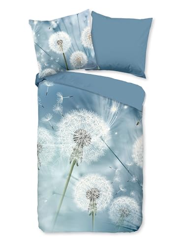 Traumschloss Renforcé Bettwäsche »Pusteblumen «, Pusteblumen, 135x200 & 80x80, 100% Baumwolle, atmungsaktiv & weich, Wendebettwäsche-Set mit Reißverschluss bestehend aus Kissen und Bettbezug