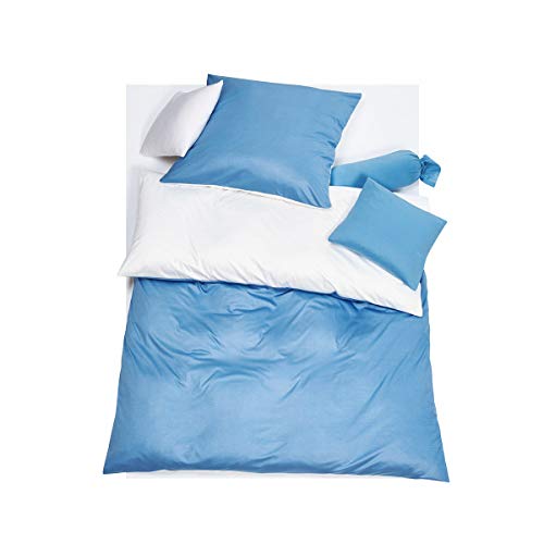 DORIS MEYER Interlock-Jersey Wendebettwäsche Milano hellblau/weiß Kissenbezug einzeln 40x80 cm