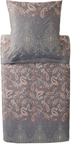 Bassetti MONNALISA Bettwäsche + 1 Kissenhülle aus 100% Baumwollsatin in der Farbe Grau G1, Maße: 135x200 + 1 K 80x80 cm - 9333293