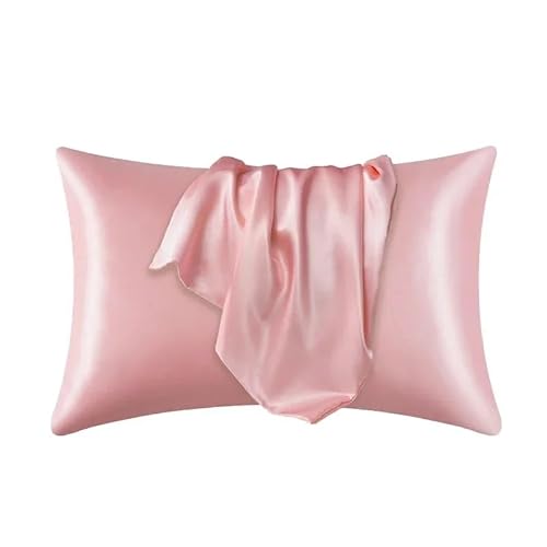 Kissenbezug 1PC Reine Satin Seide Weichen Kissenbezug Abdeckung Bettwäsche Kissen Rechteck Fällen Bett Auskleidungen Multicolor(Pink,51cmx76cm )