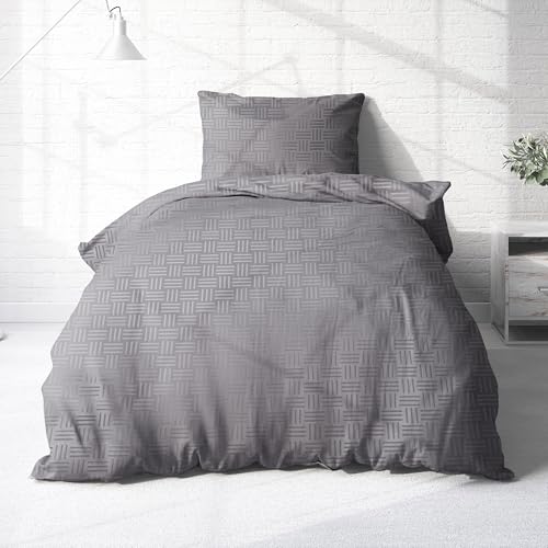 Träumschön Premium Bettwäsche 155x220 + 80x80 cm - Grau Uni Design - Bettwäsche aus 100% Baumwolle – Weich, Atmungsaktiv & Hautfreundlich - bügelfrei Träumschön Premium Bettwäsche 155x220 + 80x80 cm - Grau Uni Design - Bettwäsche aus 100% Baumwolle – Weich, Atmungsaktiv & Hautfreundlich - bügelfrei