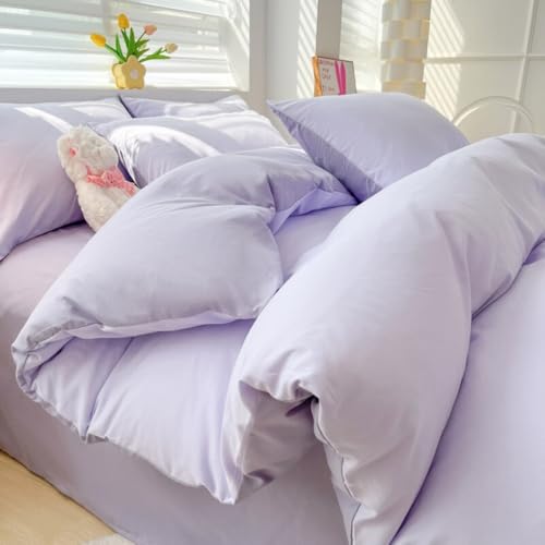 Nayoroom Bettwäsche 135x200 Flieder Lila Kuschelig Bettbezug Set 2 Teilig Violett Aesthetic Stockholm Mädchen Renforce Microfasr ÖKO-TEX 100 Deckenbezug mit Reißverschluss und Kissenbezug 80x80 cm