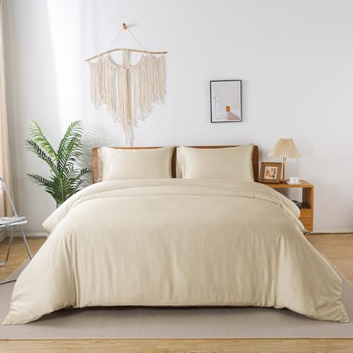 bienDo Bambus Bettwäsche Sets, Beige, Luxus Seidenbettwäsche, 155 * 220, Weiche Kuschelig Bettzeug, Allergiker, für Winter und Sommer, Atmungsaktiv Hotel Bettdeckenbezug