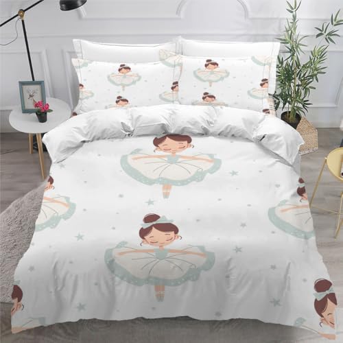 Generisch Prinzessin Bettwäsche 220x240 Erwachsene Cartoon Mädchen 3D Bettwäsche-Sets 3teilig Mikrofaser Dekorativ Bettbezug mit Reißverschluss und 2 Kissenbezug 80X80 H185