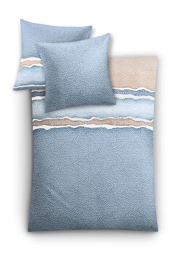 Kleine Wolke Bettwäsche Marea Mako-Satin eisblau-Taupe Größe 1x 135x200 cm + 1x 80x80 cm