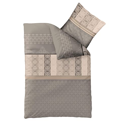 CelinaTex Fashion Bettwäsche 135x200 cm 2teilig Baumwolle, Bettgarnitur für Sommer und Winter, Ganzjährig, Bettbezug, Bettenset, Schöner Wohnen Samantha Streifen Ornamente Grau Beige Schwarz