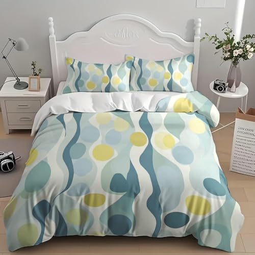 Boho-Stil Bettwäsche 135x200 3D Drucken Geometrische Punkte Bettwäsche-Sets Weiche Kuschelig Mikrofaser Bettbezug mit 2 Kissenbezüge 80x80 cm mit Reißverschluss W.2660