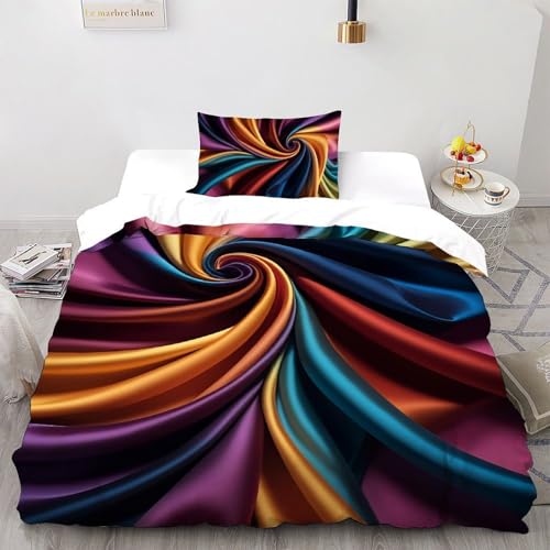 SHOVERKD Hypnotisch,Abstrakte Kunst Bettwäsche Set Farbfluss Seide 3D Gedruckt Weich & Atmungsaktiv Für Jugendliche Mit Reißverschluss 2Pcs Inkl. Kissenbezug Single?135x200cm?