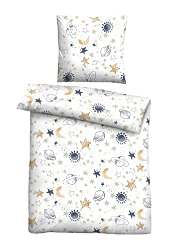 biberna 0004645 Feinbiber-Bettwäsche Weiss 1x 100x135 cm + 1x 40x60 cm