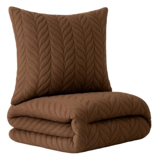 Leonado Vicenti Kuschelige Plüsch Bettwäsche Damast Premium Blumen Bettbezug 135x200 cm Kissenbezug 80x80 cm, extra warm, Winter Braun